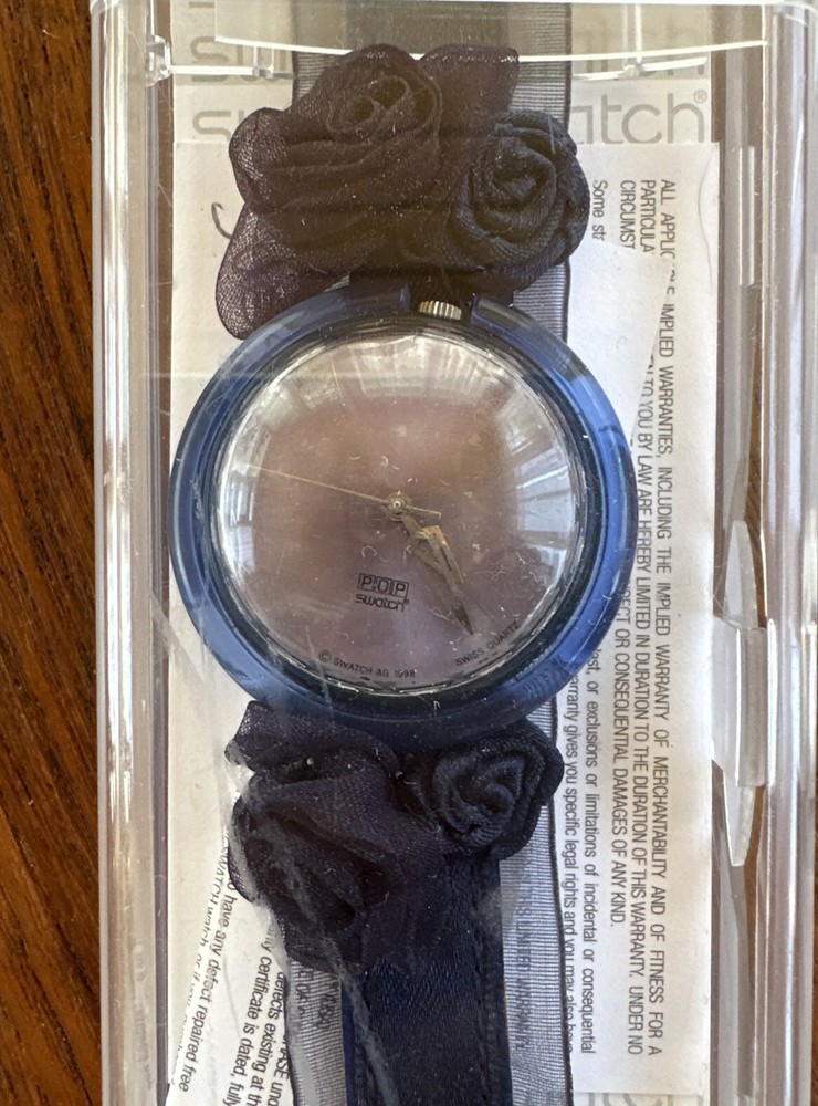 Wristwatch SWATCH Midi Pop KING BLUE (PMN108)-Extraordinary-Blue Roses-Purple