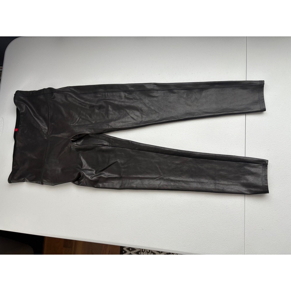 Spanx Faux Leather Leggings Petite Modern Black Size L/G