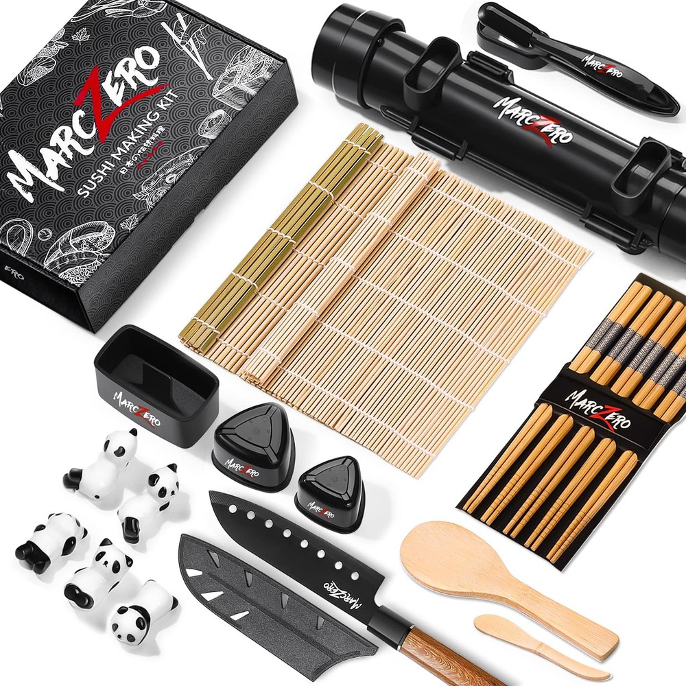22-Piece Sushi Making Kit with Bazooka Roller, Bamboo Mat & Accessories