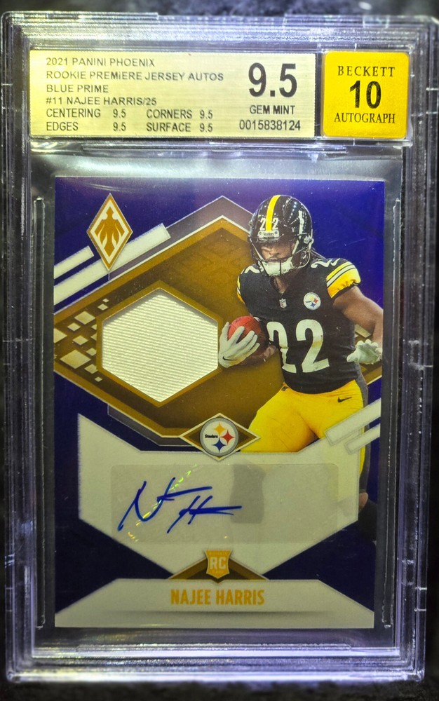 2021 Phoenix NAJEE HARRIS PURPLE PRIZM PATCH AUTO RPA #/25 RC Steelers SSP