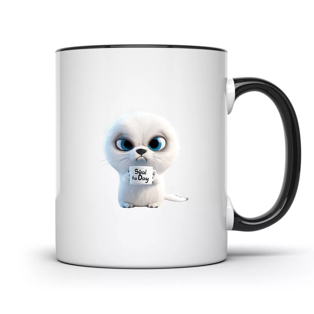 Seal The Day 11oz Black Rim Coffee Mug CCBM1675