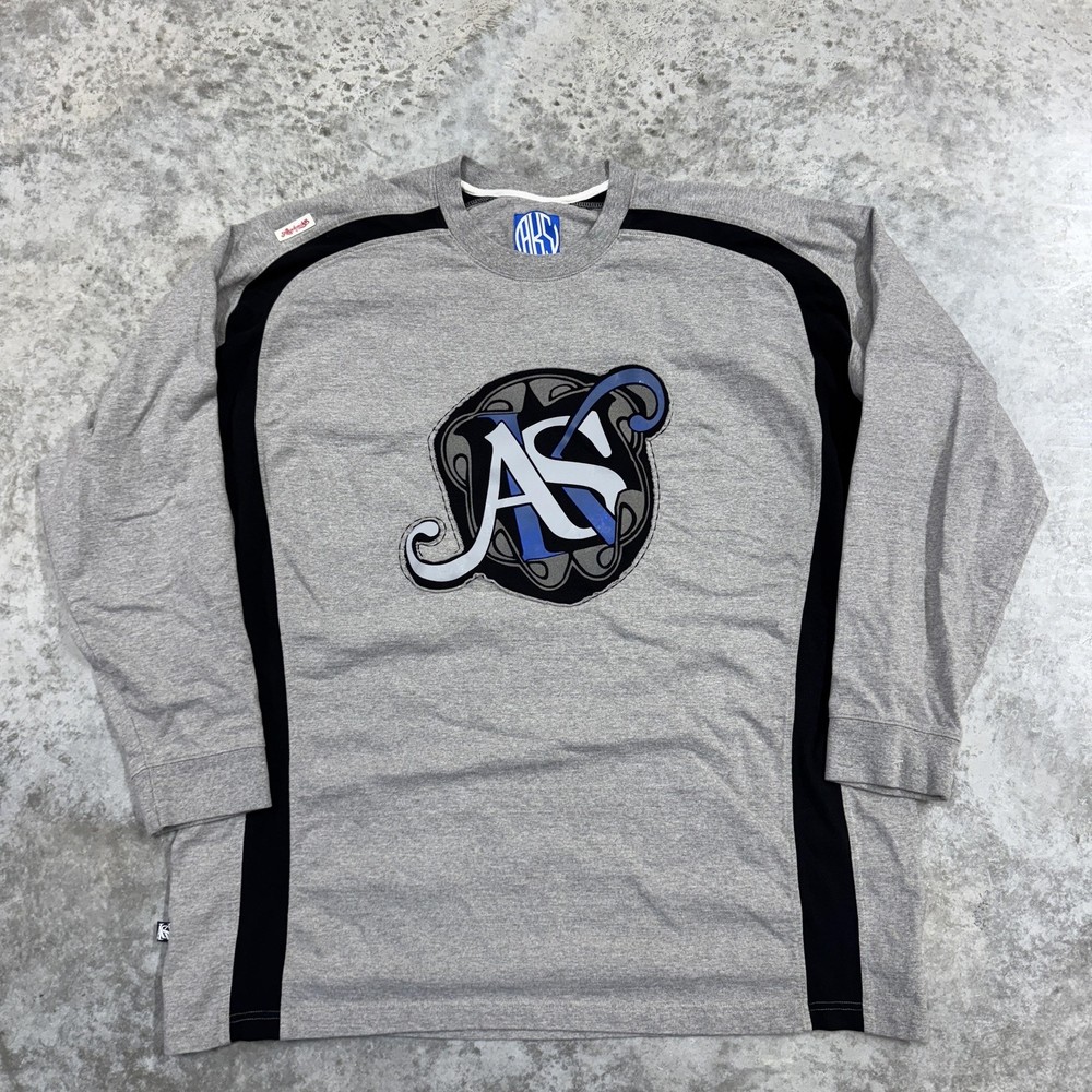 Akademiks Shirt Mens 4XL Gray Long Sleeve Crewneck Big Logo Streetwear AKDMKS