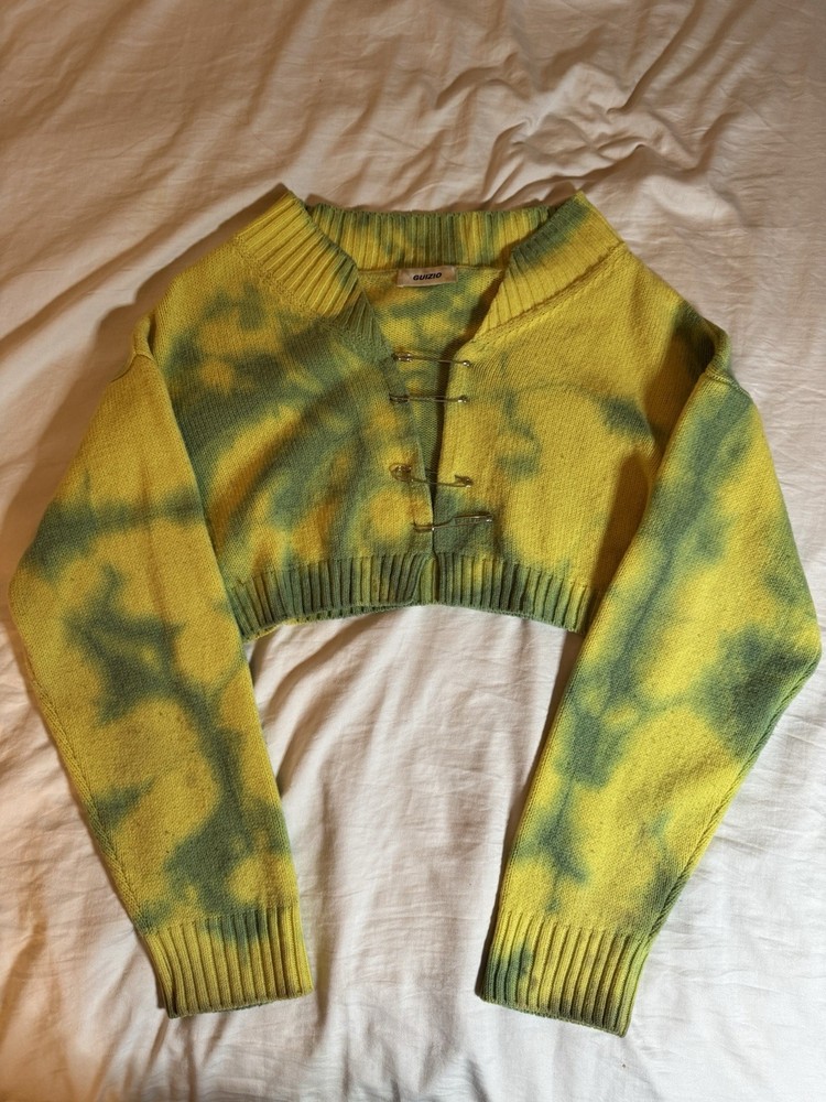Danielle Guizio Knit Safety Pin Mint Tie Dye Sweater, Size XS/S