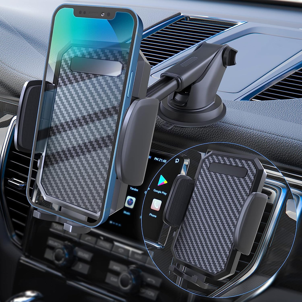 Phone Mount for Car, [ Off-Road Level Suction Cup Protection ] 3In1 Long Arm Suc