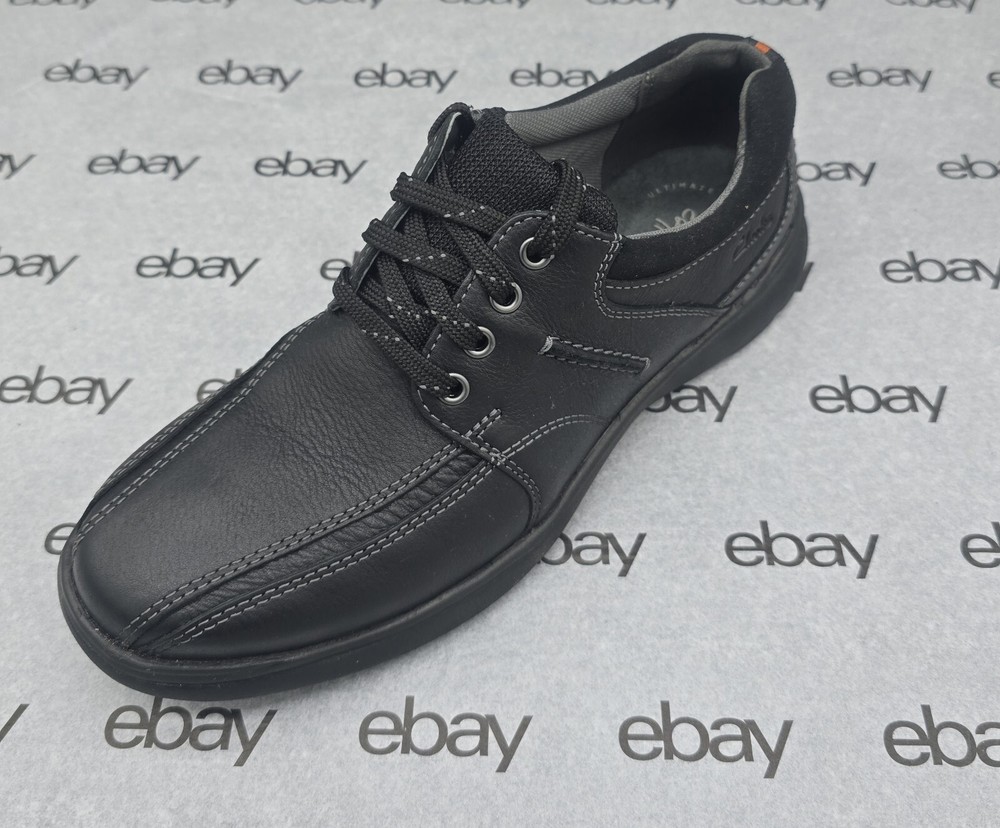 Clarks Cotrell Mens Black Oily Leather Walking Shoes Size 8.5