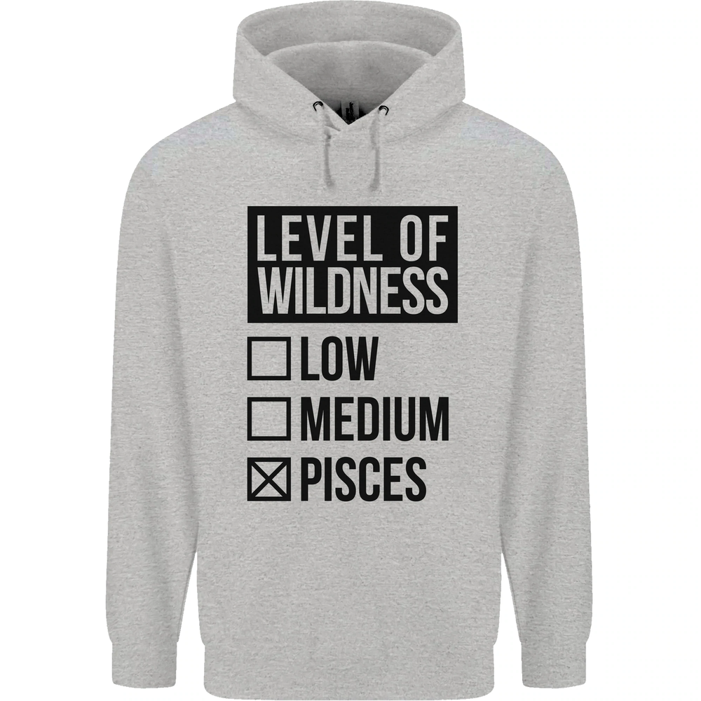 Levels of Wildness Pisces Mens 80% Cotton Hoodie