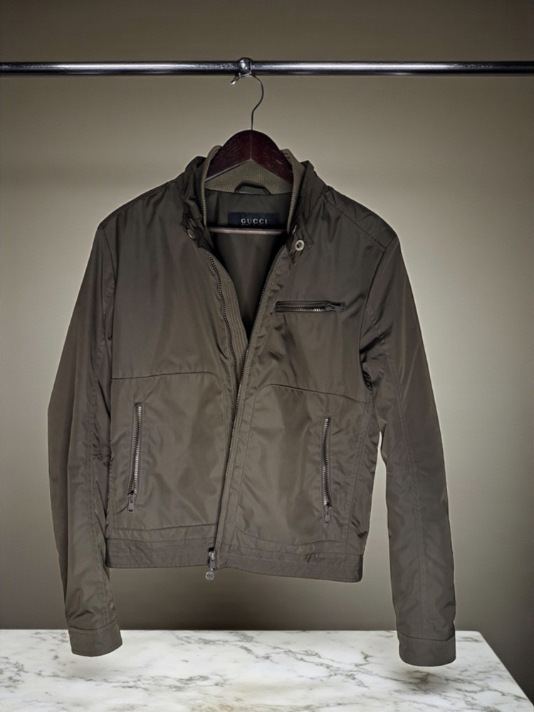 Rare GUCCI Men’s Café Racer Jacket – Brown, Size 46 (Small)