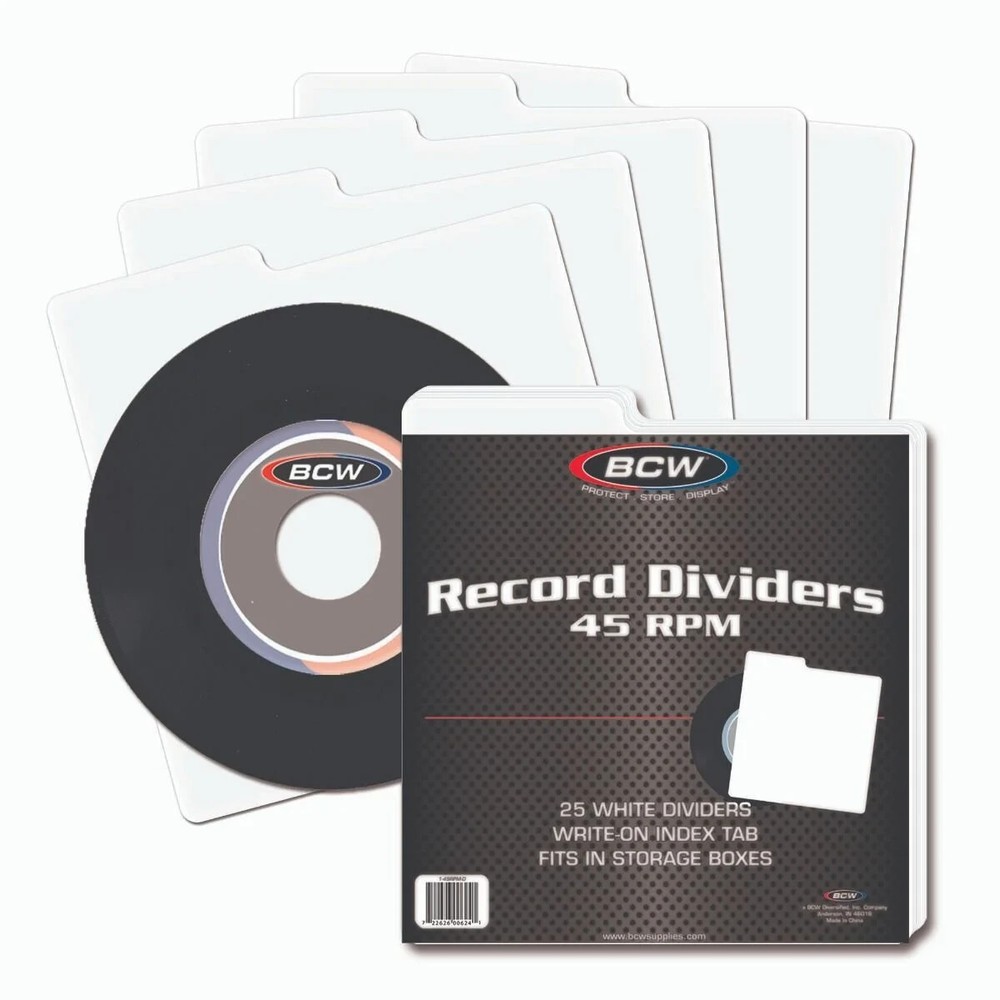 (25) BCW White 45 RPM Record Dividers Fits Storage Boxes with Index Tab