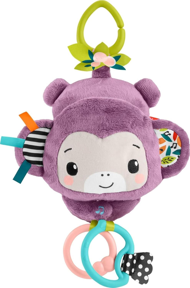 Fisher-Price Baby Stroller Toy Sing & Go Purple Monkey Musical Sensory Plush New