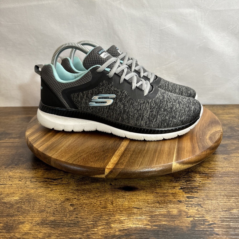 Skechers Flex Appeal 2.0 Womens Sneaker Black Blue Size 8 Walking Running Shoes