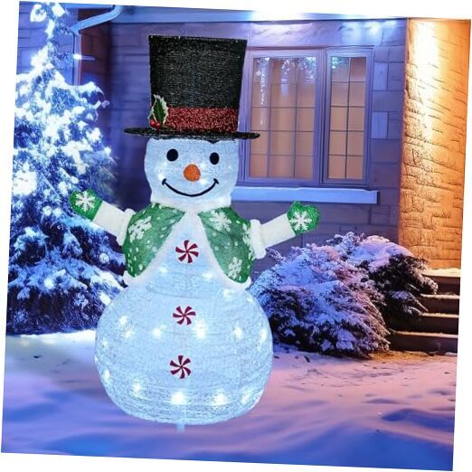 Outdoor Christmas Decorations Snowman, 40inch Folding Christmas Mesh Fabric