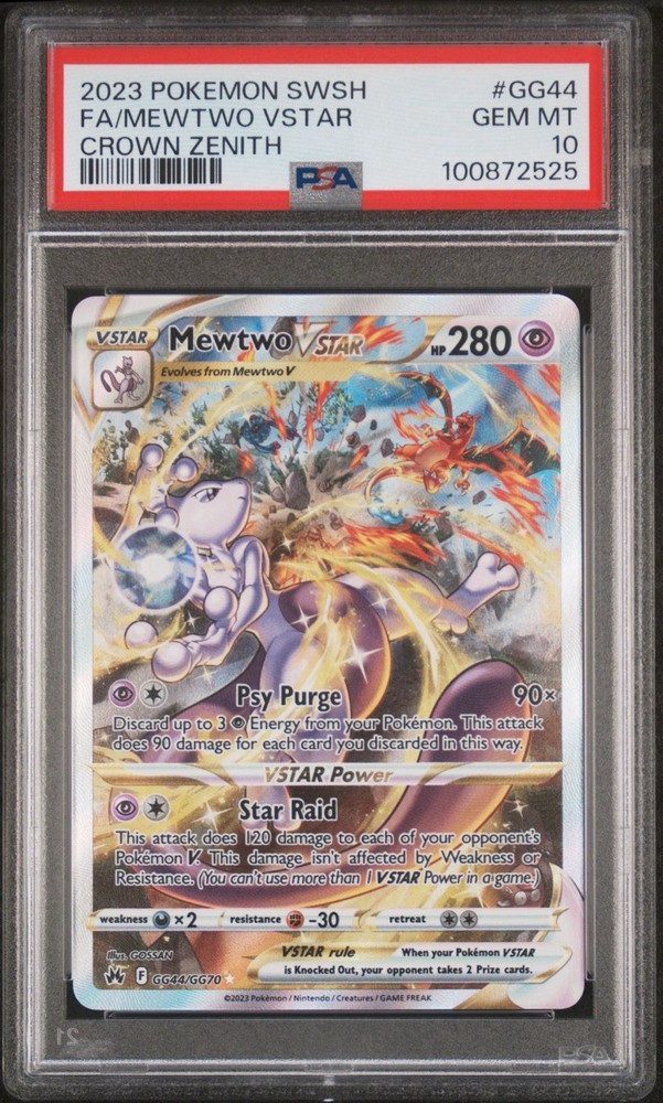 Mewtwo VStar PSA 10 GG44 English Pokemon Card 2023 Crown Zenith Alternate Art