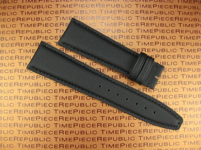 20mm IWC Black Leather & Fabric Pilot Watch Strap for Portuguese II