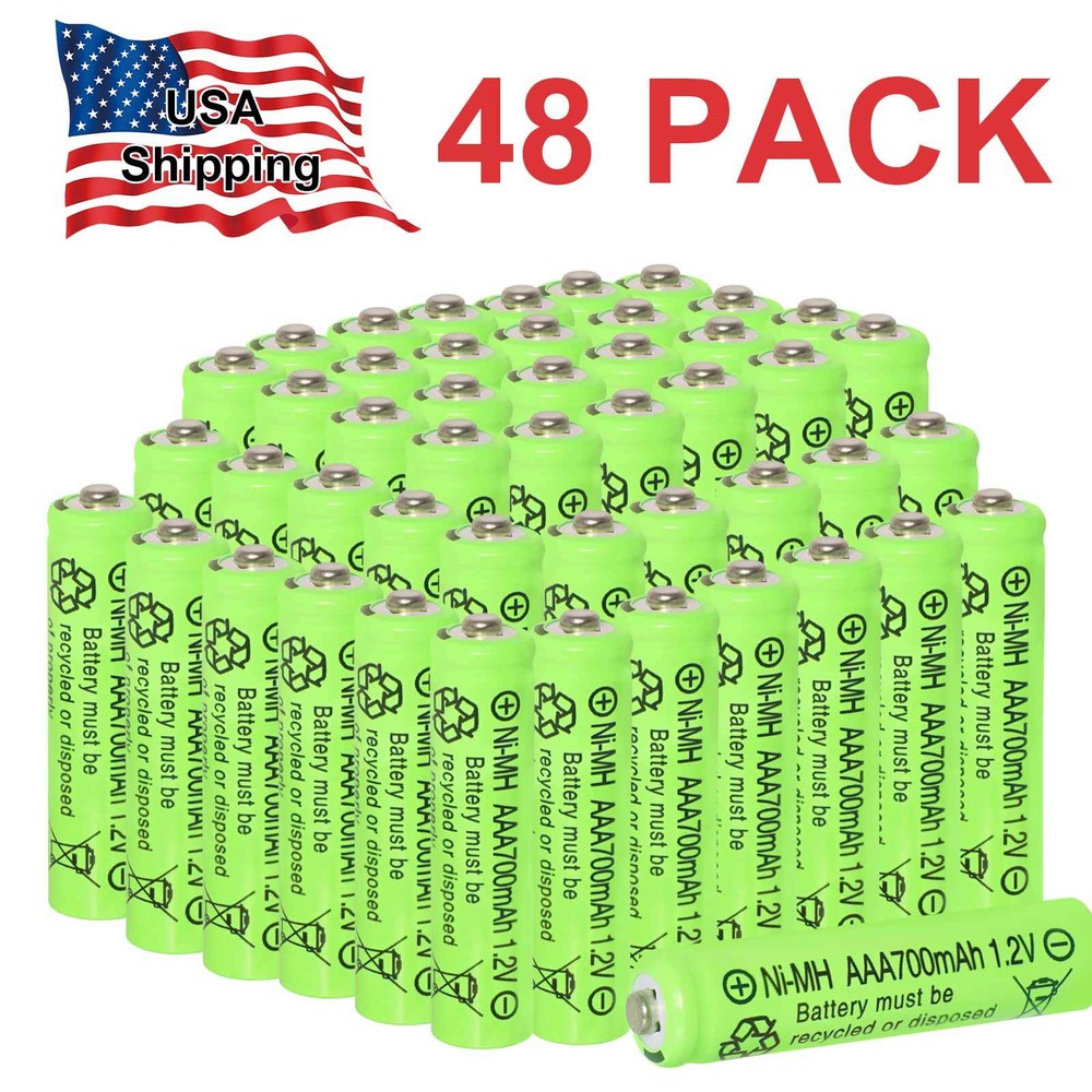 48Pcs 1.2V AAA Rechargeable Batteries Ni-MH Battery for Garden Solar Ni-CD Light