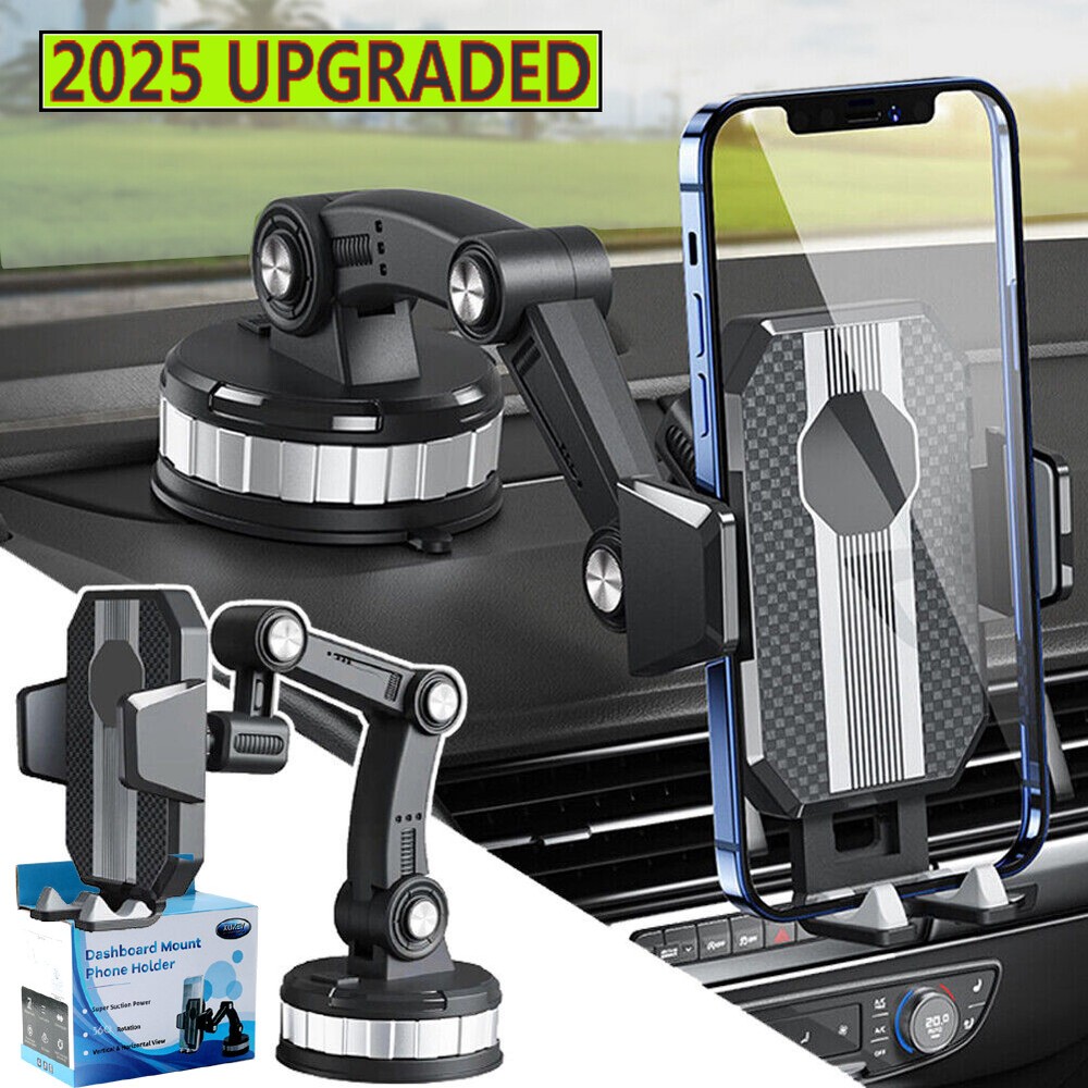Universal Car Phone Mount for Dashboard or Windshield with Suction Cup  