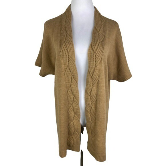 Charter Club Tan Open Front Sweater Cardigan Women's 0X Acrylic Cable Knit