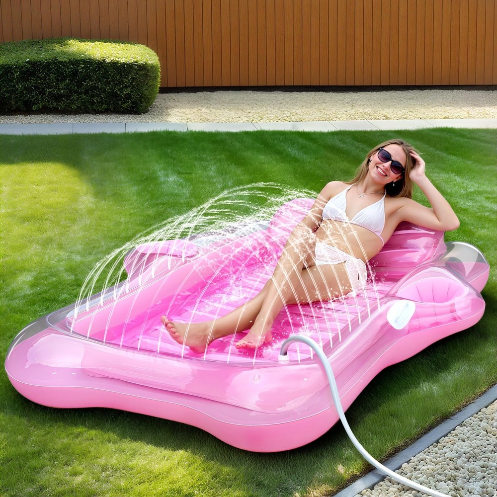 72x61 Inflatable Tanning Pool Lounger Float for Adults with Automatic Pump