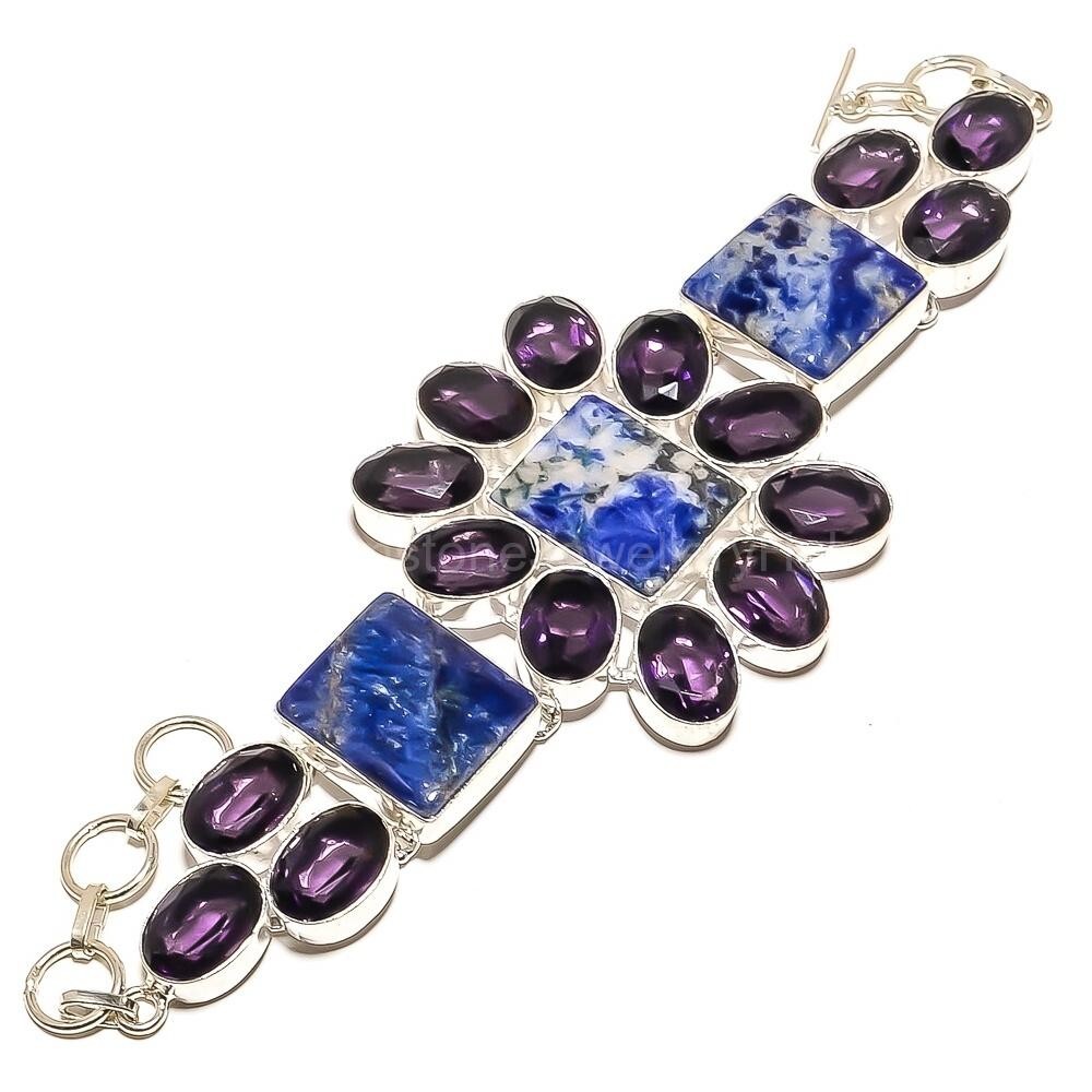 Cyber Monday Lapis Lazuli Amethyst Bracelet in Sterling Silver-image