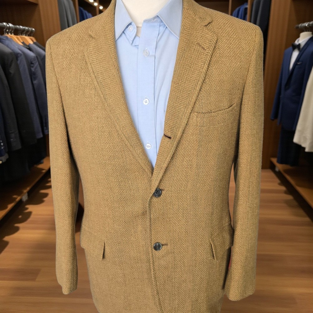 Bespoke 1950s Hopsack Blazer 40r Full Canvas Three Roll Two 3/2 Wool