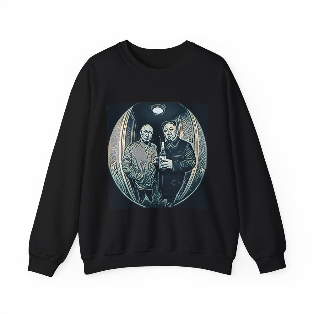 Kim Jong Un Putin Graphic Print Crew Neck Unisex Heavy Blend Crewneck Sweatshirt