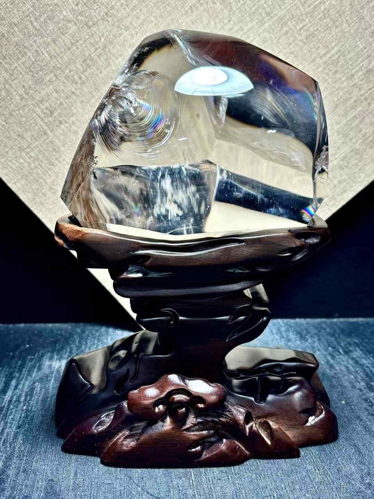 5.14LB Rare Rainbow Clear Quartz Crystal Specimen with Stand for Décor