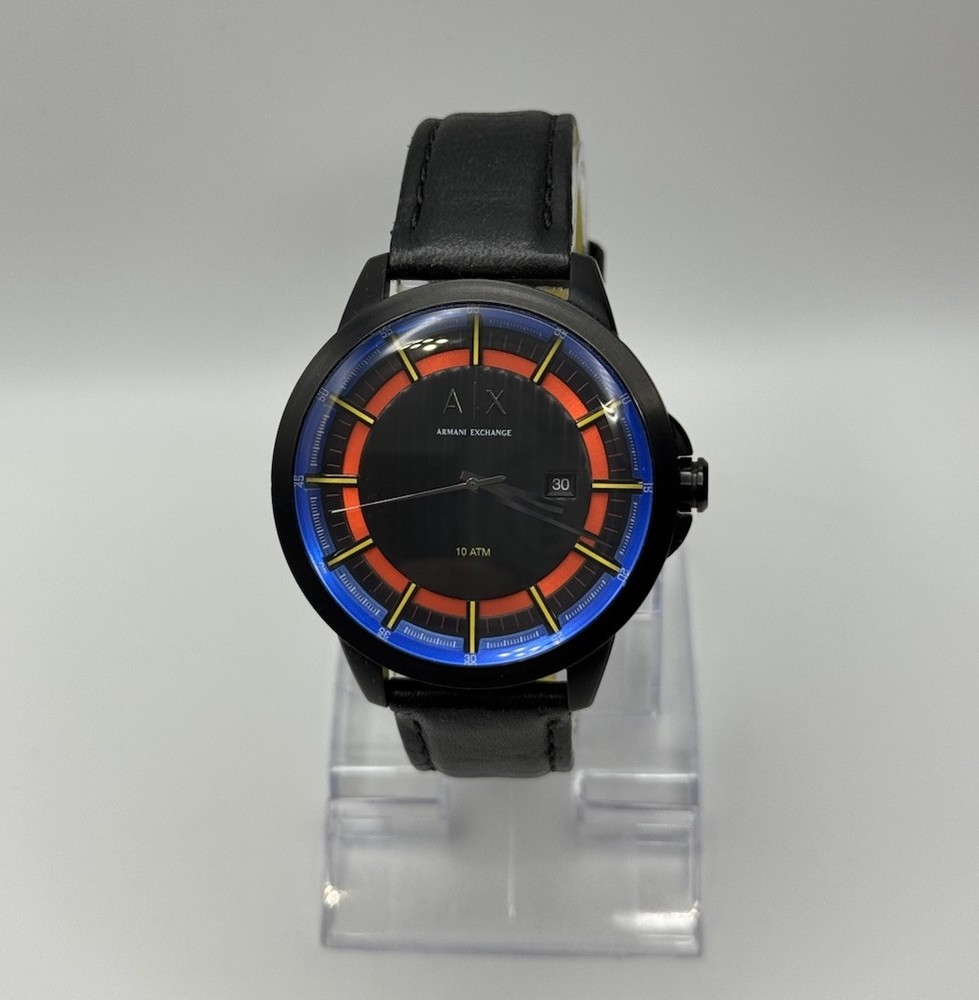 Armani Exchange AX2265 Multi Color Dial Black Leather  44mm Mens Wrist Watch