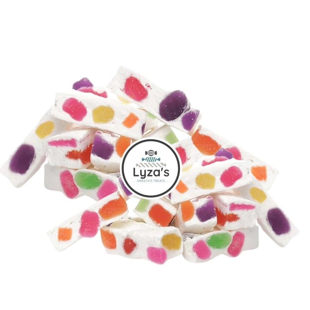 Italian Jujube Nougat Candies with Fruity Jelly Beans - Soft & Chewy 2.2 LB