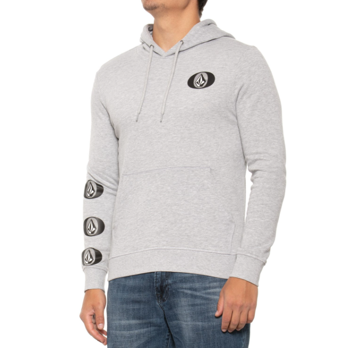 Volcom Pullover Hoodie Mens Size Medium Gray Roundabout Fleece PO Sweatshirt New