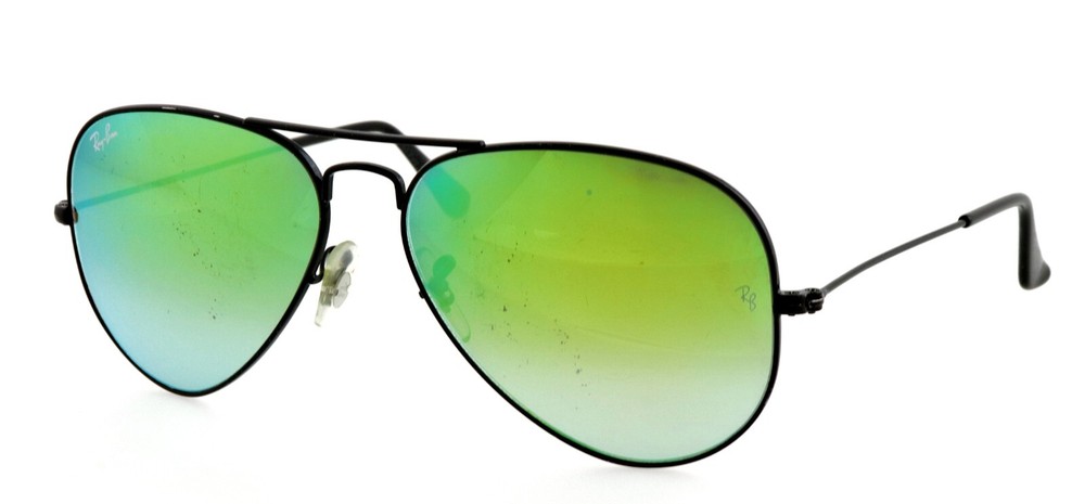 RAY-BAN RB3025 002/4J 58mm Black Mirror Green Aviator Sunglasses Italy Unisex