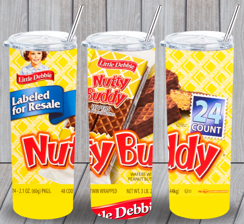 Little Debbie Nutty Buddy Multicolor 20oz Insulated Tumbler Lid Straw New