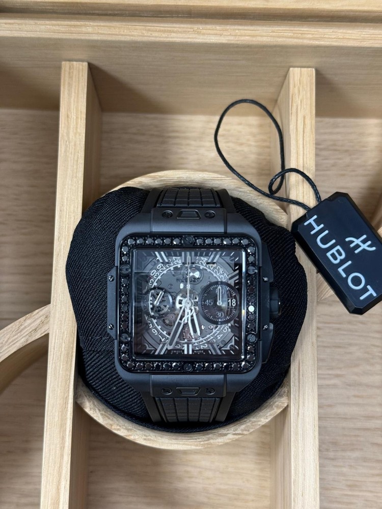 HUBLOT 821.CX.0140.RX.1200  SQUARE BANG UNICO ALL BLACK DIAMONDS 42MM