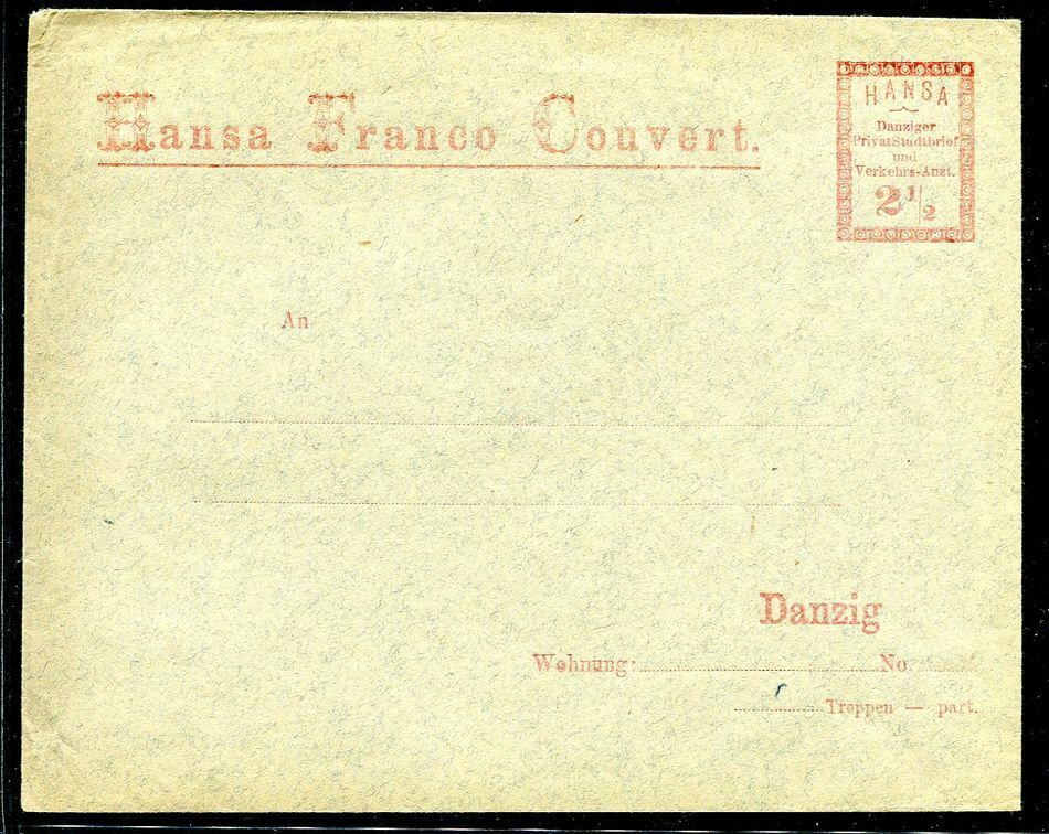 Danzig Private GA Envelope 21/2 Pf Red (H9409)