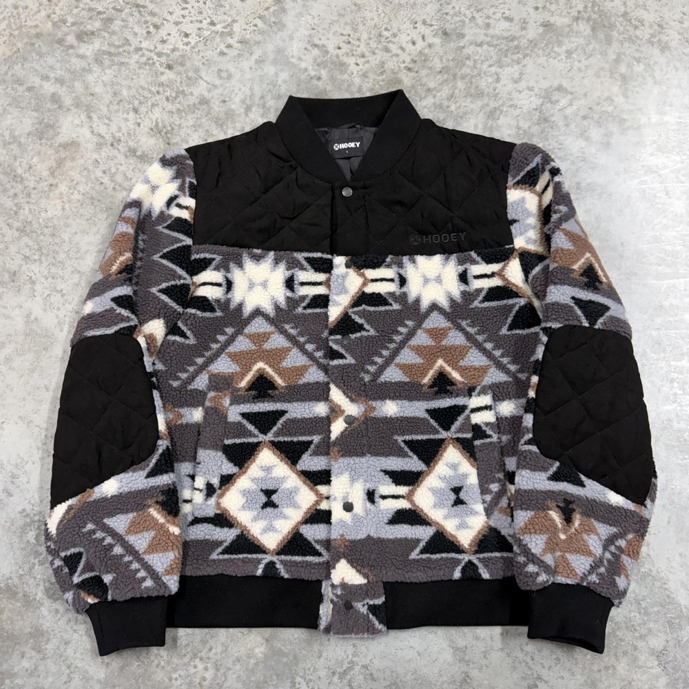 Hooey Jacket Mens Large Multicolor Aztec Fleece Quilted Bomber Lined Western