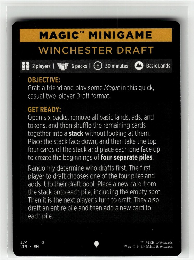 MAGIC MINIGAME: WINCHESTER DRAFT Tales of Middle Earth #2 LTR(NM+)(MTG)