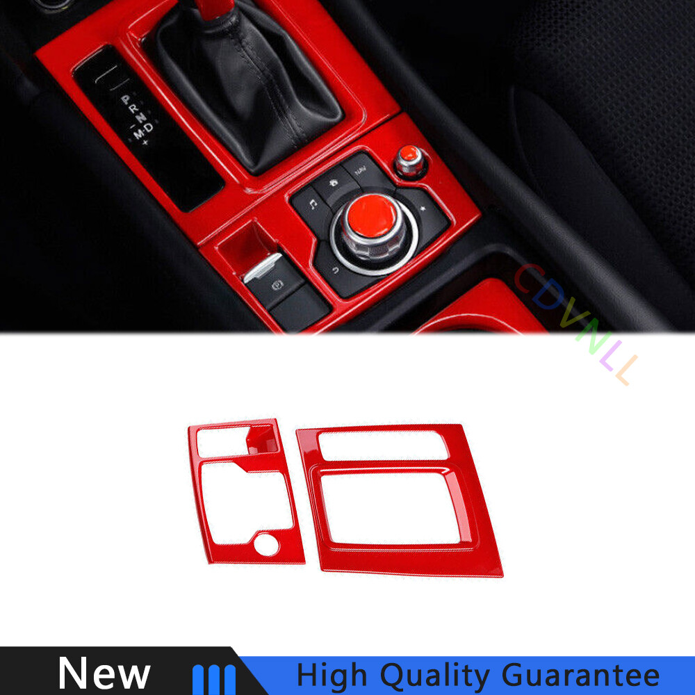 For Mazda 6 Atenza 2017-2019 Bright Red Central Console Gear Shift Cover Trim 2*