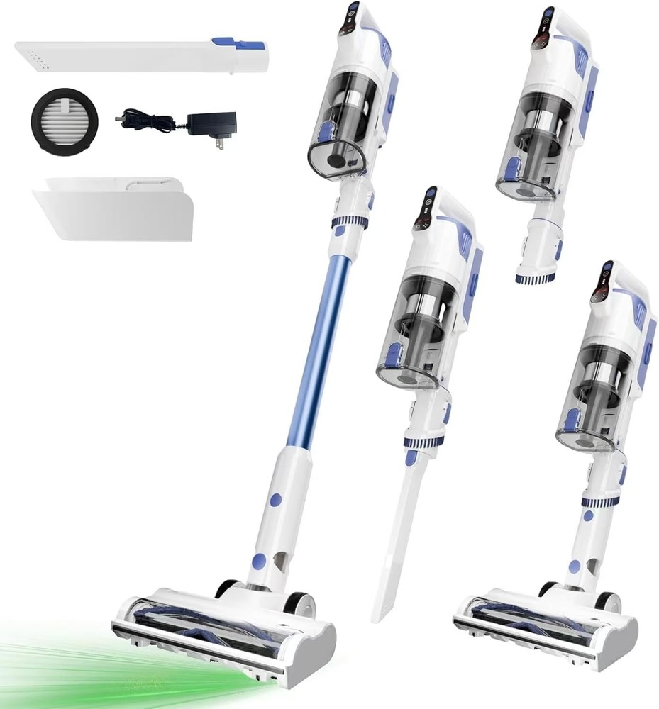 Cordless Vacuum Cleaner with Self-Standing, 45KPA Stick Vacuum, 88,000RPM Bru...