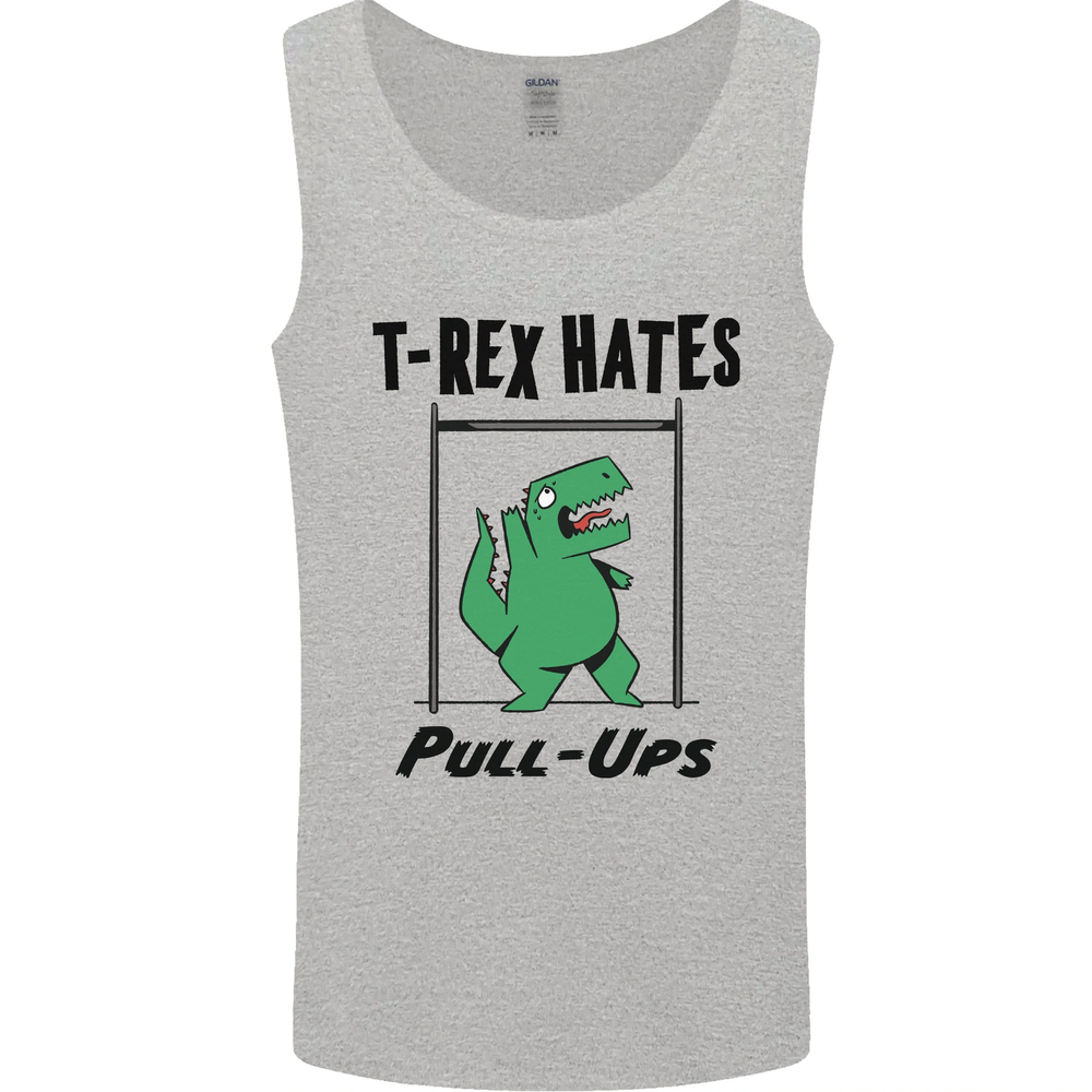 T-Rex Hates Pull Ups Funny Gym Dinosaurs Mens Vest Tank Top