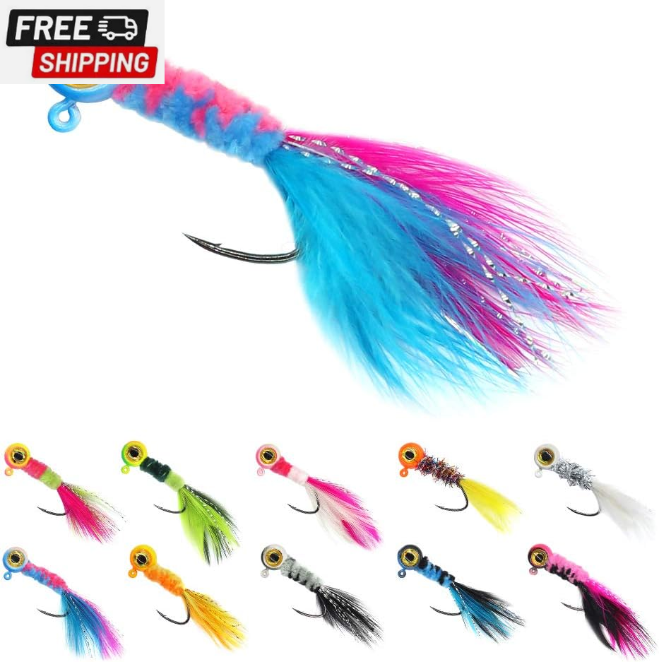 Xfishman Marabou Feather Hair Jigs for Crappie Fishing Baits and Lures