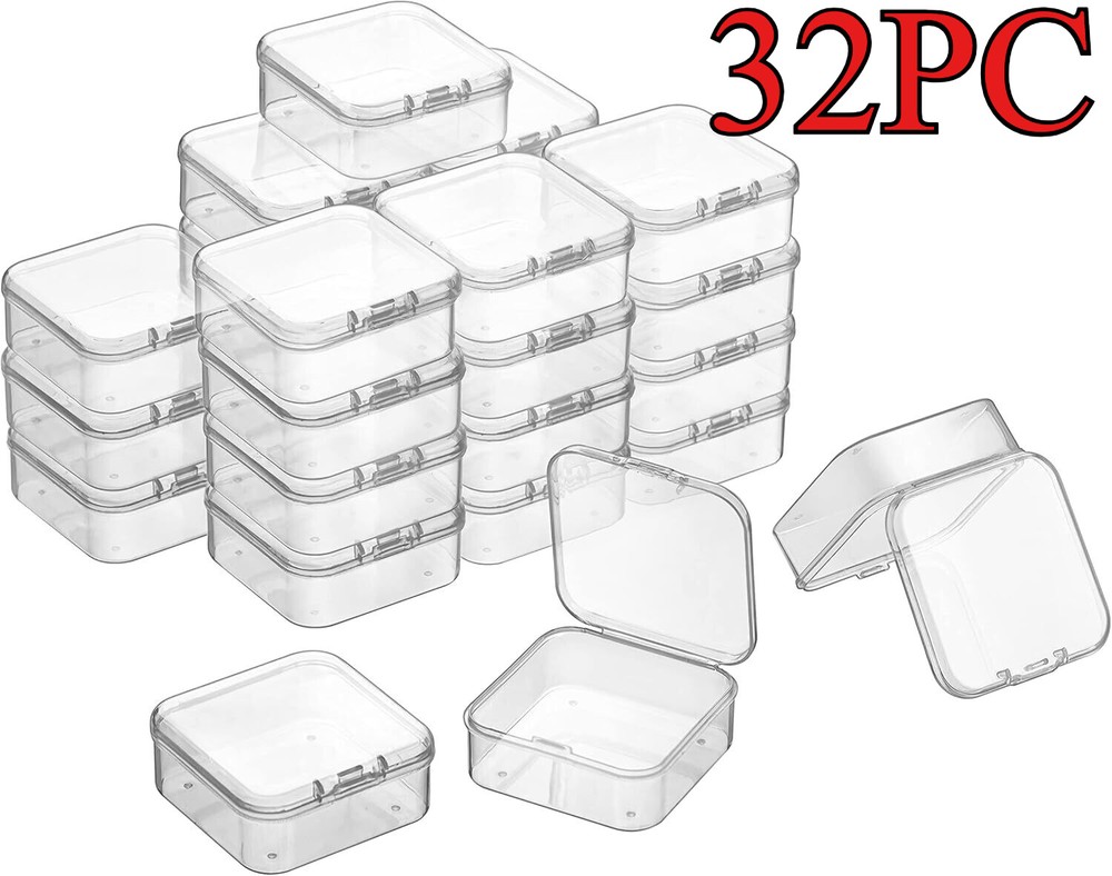 32x Small Plastic Storage Boxes Container Square Box Coins Screws Craft Jewelry