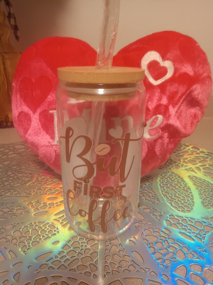 New Valentine's Day Glass/Bamboo Iced Coffee Travel Mug