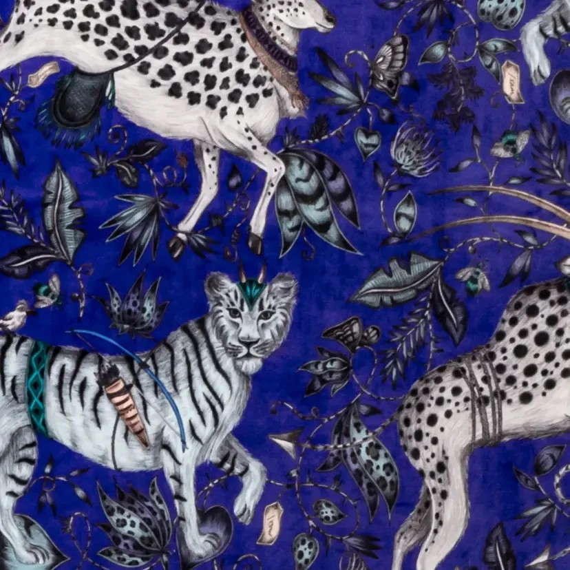Emma Shipley Protea Blue Velvet Curtain Fabric - 3.5 Metres (RRP £75m)
