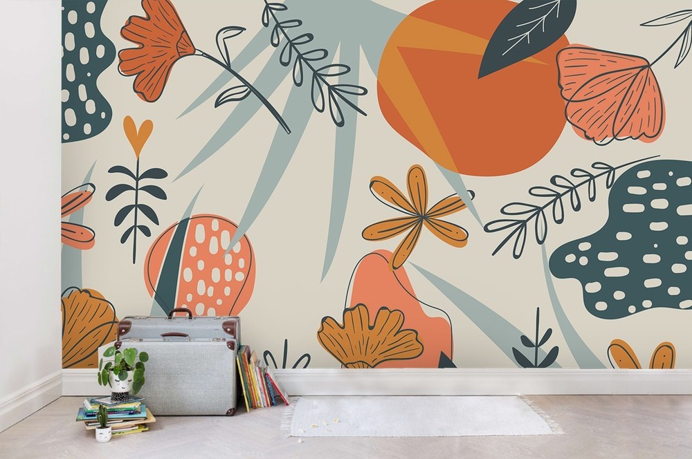 3D Flowers Leaves Watercolor Wall Murals Wallpaper Murals Wall Sticker