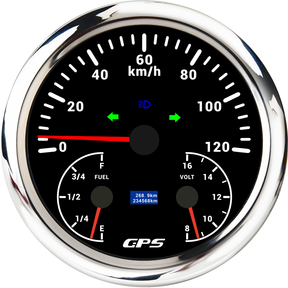 110MM 3-in-1 GPS Speedometer with Fuel Gauge and Voltmeter for Boats 120km/h 240-33ohm