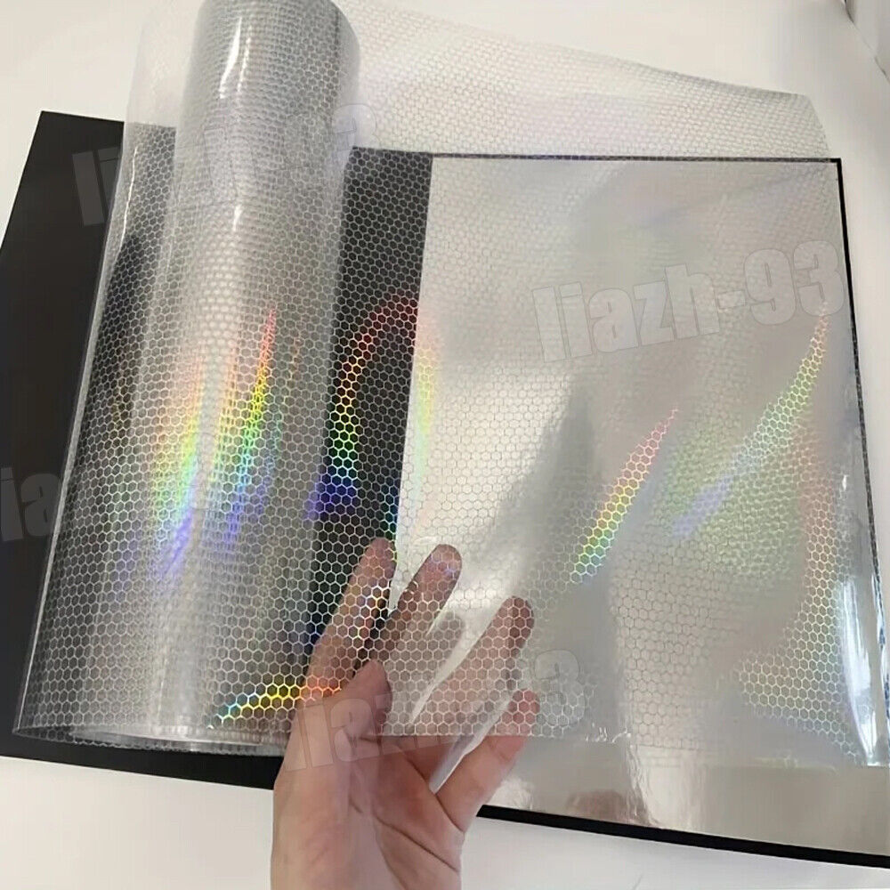 1Roll Clear Honeycomb Laser Tint Film Headlight Tail Light Cover Car Vinyl Wrap