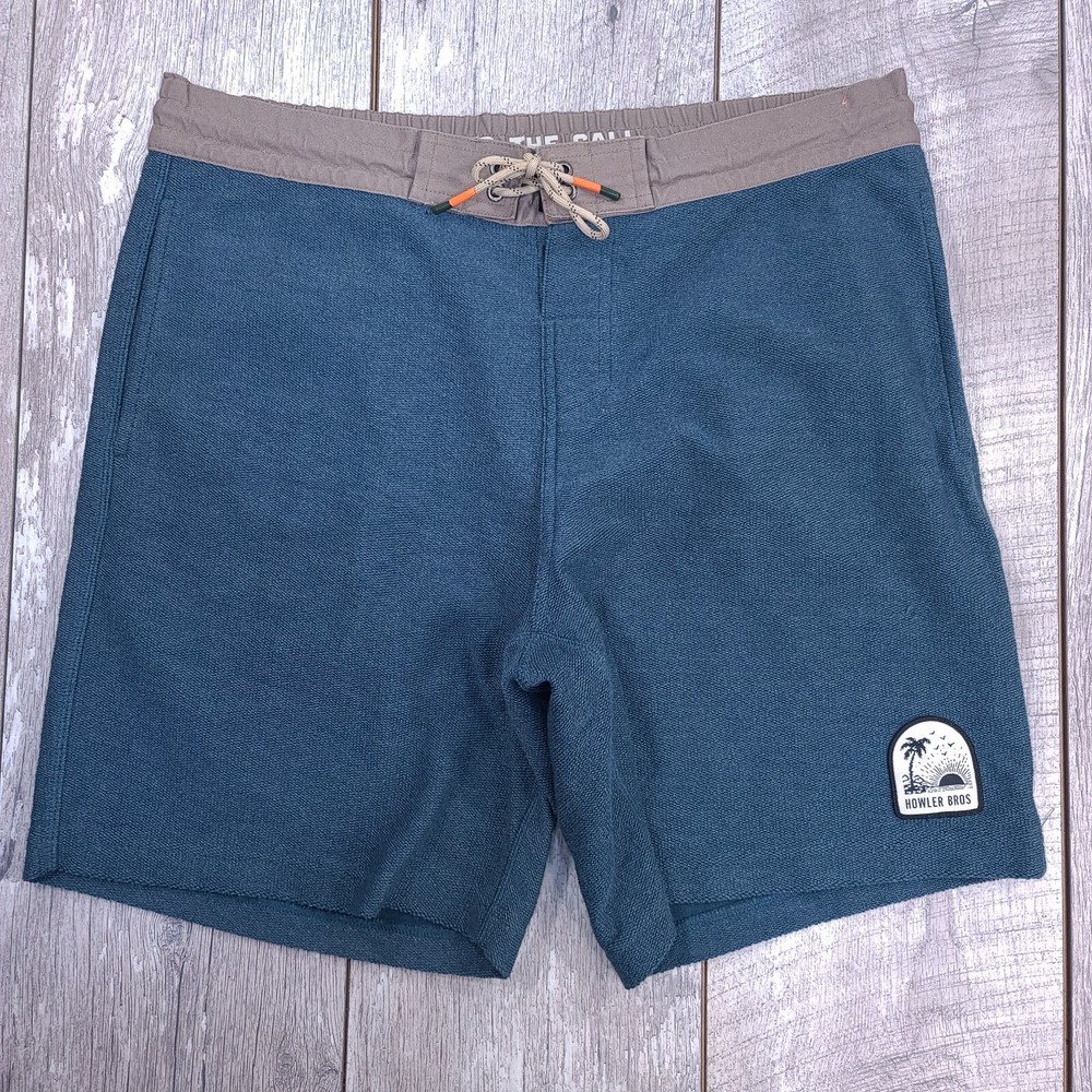 Howler Bros Mens Tranquilo Chill Shorts Size 34 Blue Terry Sweat Board