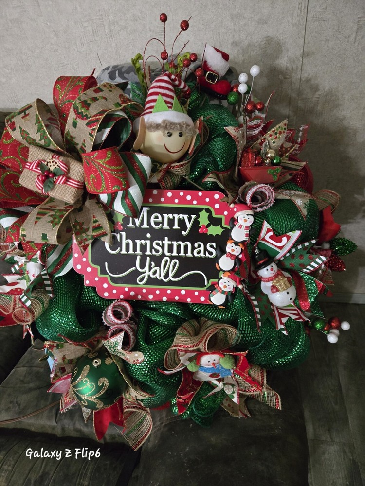 Red And Green Traditional Christmas Door Wreath