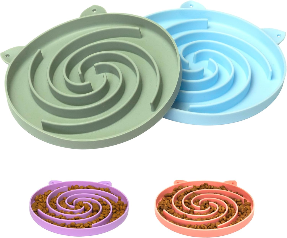 Slow Feeder Cat Bowl, Easy to Clean Silicone Bowl, Ideal for Dry and Wet Food (G