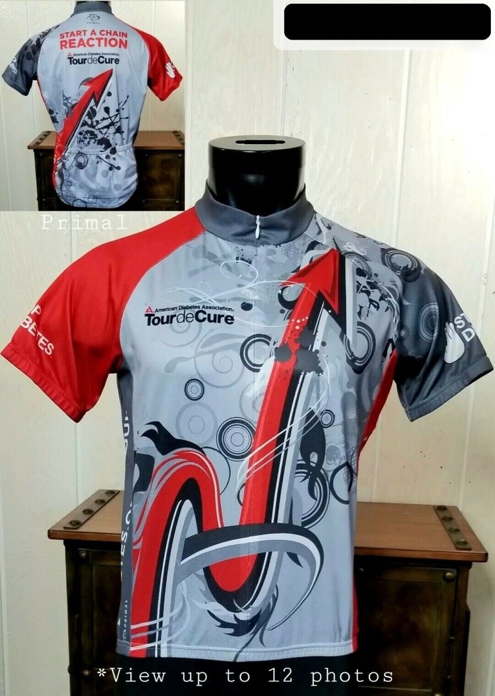 Men’s Size M Bicycling S/S Racing Jersey for Tour De Cure Start A Chain Reaction