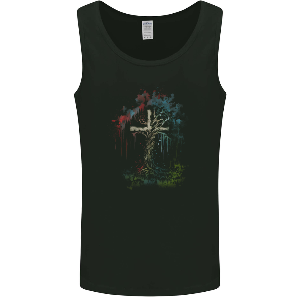 A Gothic Tree as a Christian Cross Mens Vest Tank Top