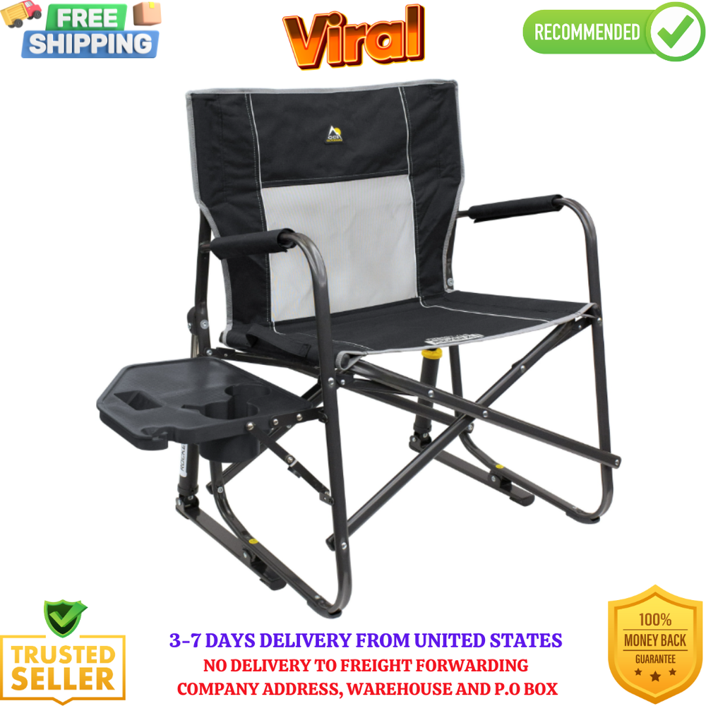 GCI Outdoor Freestyle Rocker XL Oversized Camp Chair with Side Table